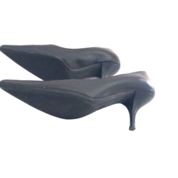 Coach Black Leather Stiletto Pumps Sz 7.5 Pointed Toe High Heels Made in Italy - Picture 9 of 11